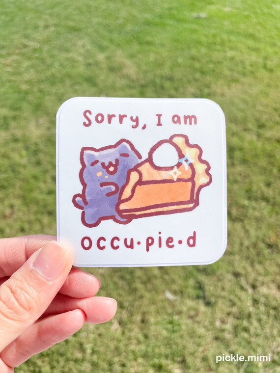 Funny Cat Pie Pun Sticker: Kawaii Foodie Waterproof Decal