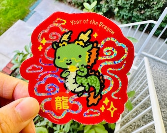 Holographic Dragon Sticker: Lunar New Year Vinyl Decal