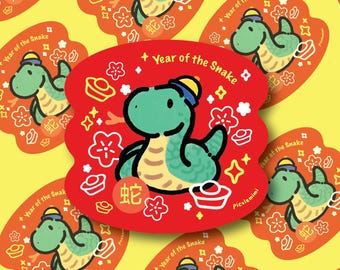 Year of the Snake Glitter Sticker: Lunar New Year Vinyl Art
