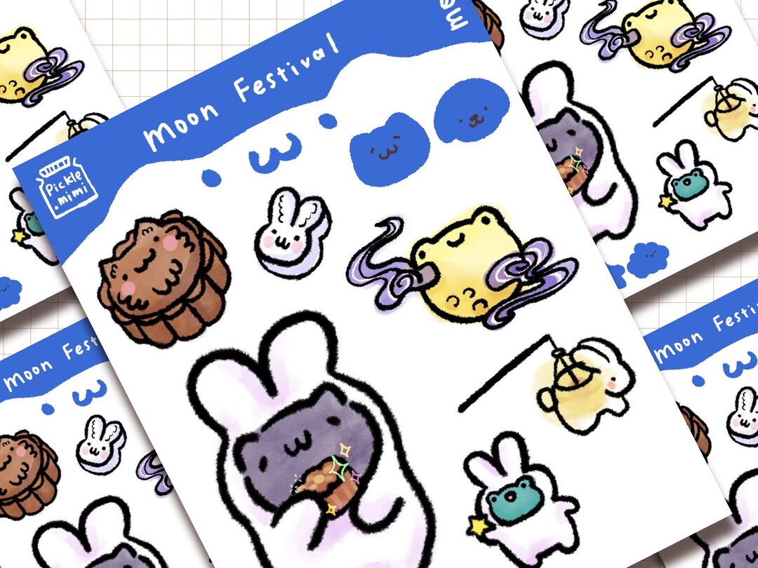 Moon Mid Autumn Festival Sticker Sheet / Cute Asian Celebration ...