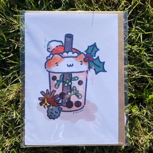 Cute Kawaii Christmas Cards / Funny Xmas Greeting Cards / Aesthetic Holiday Physical Cards / Ugly Sweater Cards