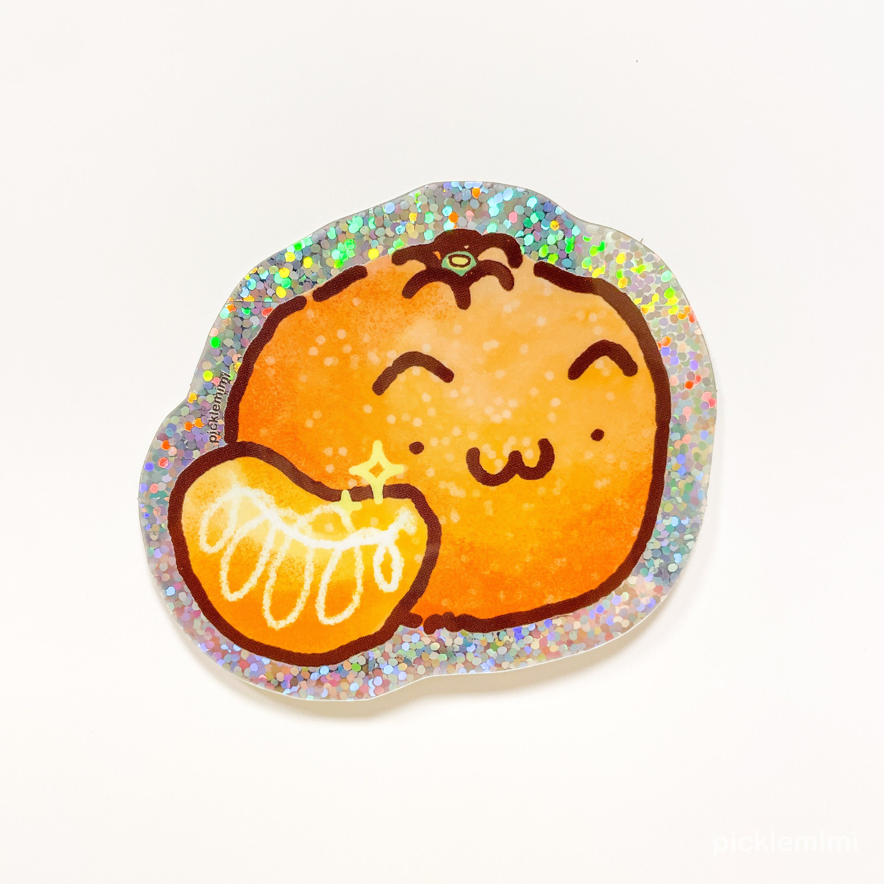 Mandarin Sticker Kawaii Mandarin Orange Vinyl Sticker: Glitter Lucky Lunar New Year ...