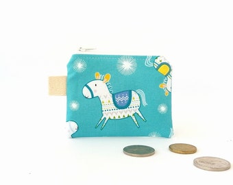 Sweet pony coin purse, Cute coin pouch, Small zipper wallet, Keychain Lanyard pouch for pocket money, Kawaii gift for girl