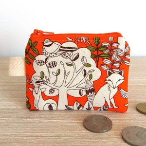 Monedero infantil, monedero pequeño con cremallera, llavero con animales del bosque, ciervo, zorro, ideas de regalo para niños.