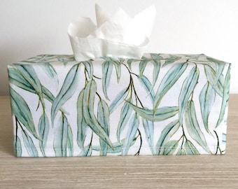 Eucalyptus Leaves Tissue Box Cover: Australian Floral Print Decor