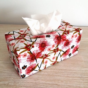 Fabric Tissue Box Cover: Australian Red Flowering Eucalyptus