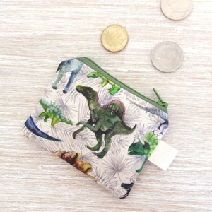 Monedero de dinosaurio con tiranosaurio, pequeño llavero, mini billetera con cremallera para cordón, lindo regalo para que el niño lleve su dinero de bolsillo