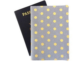 Gold polka dot passport cover, Dual passport holder, Metallic dots passport sleeve, Passport protector, Classy travel gift woman traveller