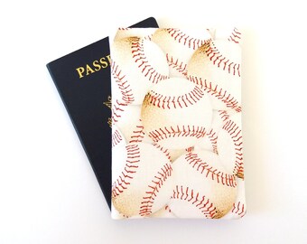 Man passport cover, Fabric passport holder, Boy passport case, Dual passport pouch, Baseball fan gift for traveller