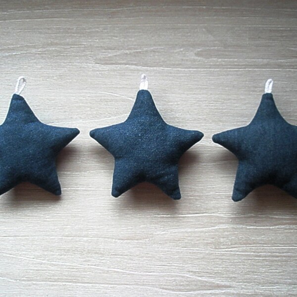 stars - denim stars - Christmas ornaments - blue home decor - dark blue room - blue Christmas ornaments - blue decor - rustic country style