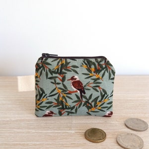 Kookaburra coin purse, Credit card wallet, Coin pouch, Small zipper pouch, Australian gift for bird lover image 4