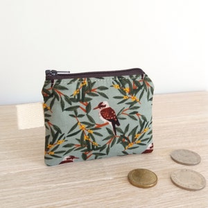 Kookaburra coin purse, Credit card wallet, Coin pouch, Small zipper pouch, Australian gift for bird lover image 6