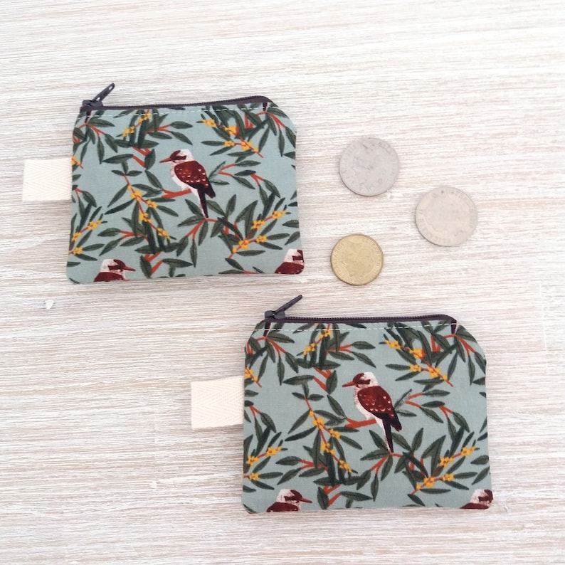 Kookaburra coin purse, Credit card wallet, Coin pouch, Small zipper pouch, Australian gift for bird lover image 8