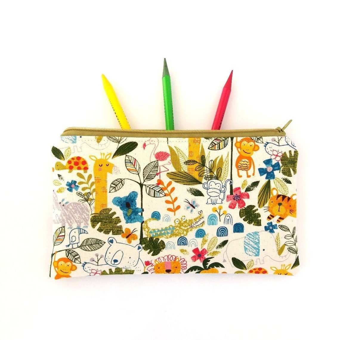 Cute animal pencil pouch Zipper pencil case Children pencil Etsy