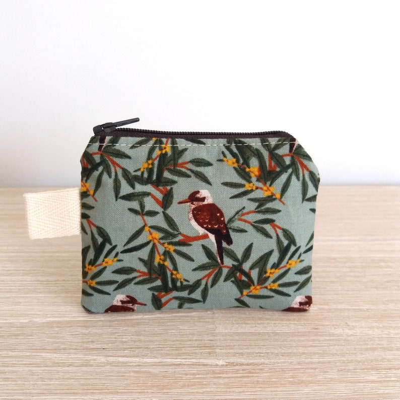 Kookaburra coin purse, Credit card wallet, Coin pouch, Small zipper pouch, Australian gift for bird lover image 5