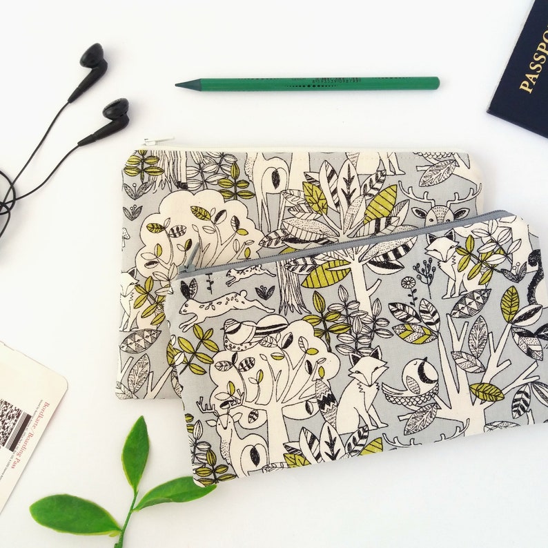 Cute pencil pouch Children gifts Flat zipper pouch Canvas pencil bag Animal pencil case Travel passport wallet Zipper wallet Makeup bag