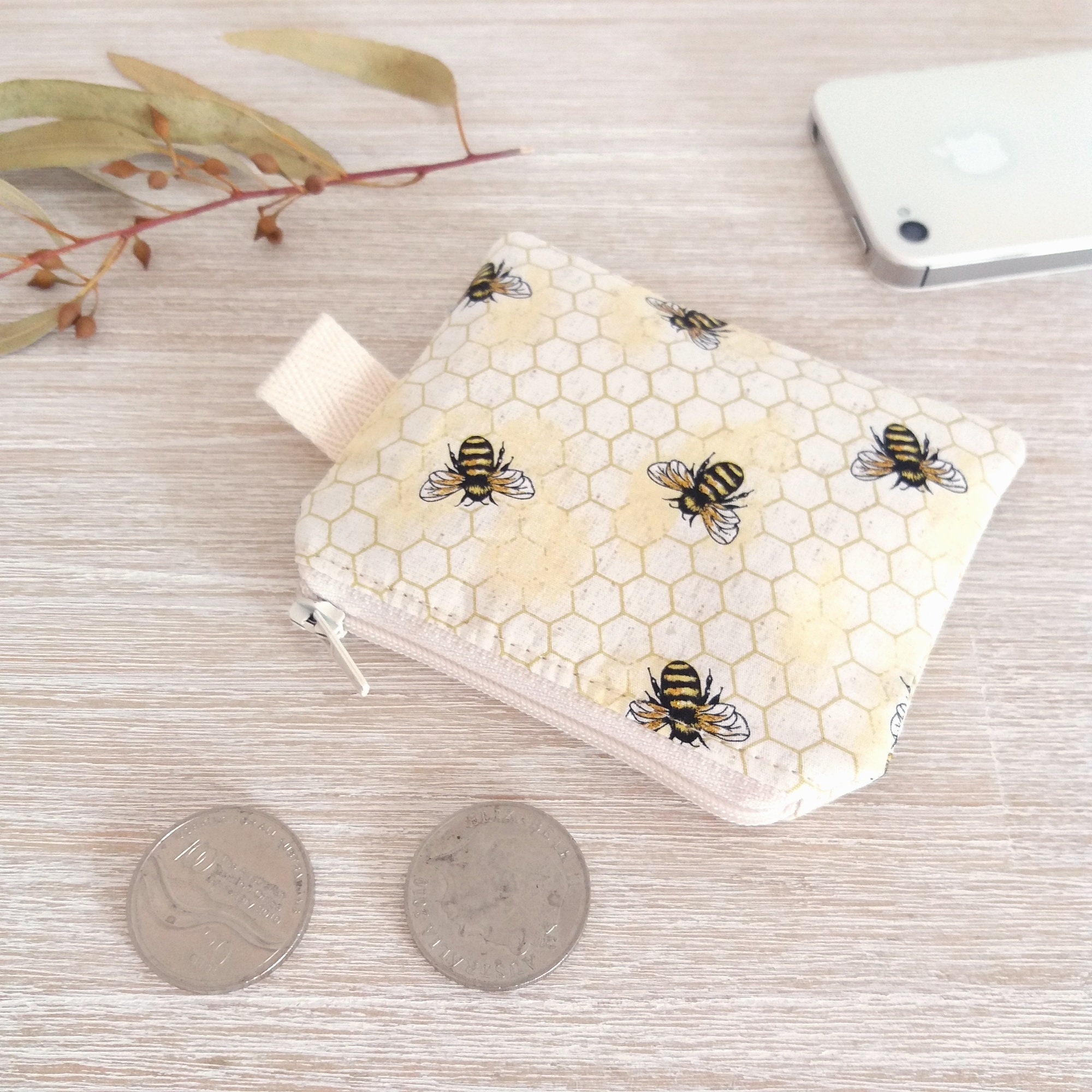 Cute Bee Coin Purse Credit Card Wallet. Coin Pouch Small Zipper Pouch Honeycomb Gift for Nature Lover Woman Etsy Australia