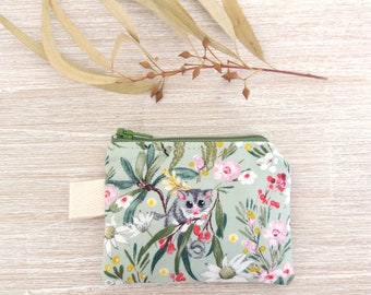 Australian animal coin purse, Cute coin wallet featuring ring tailed possum, Small pouch for child boy or girl