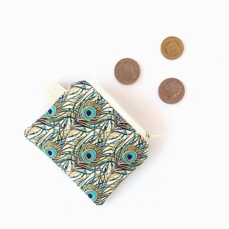 Women wallet Small zipper pouch Coin pouch Fish Dandelion Floral Poppy Gumnut Cactus Feather Peacock Tribal Mini purse Cute coin purse