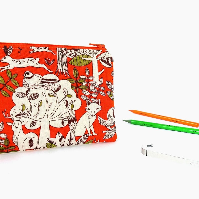 Cute Pencil Pouch Animal Pencil Case Canvas Pencil Bag Flat Etsy