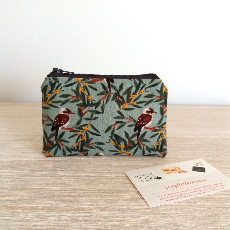 Kookaburra coin purse, Credit card wallet, Coin pouch, Small zipper pouch, Australian gift for bird lover Card wallet