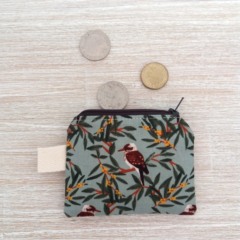Kookaburra coin purse, Credit card wallet, Coin pouch, Small zipper pouch, Australian gift for bird lover Coin Purse