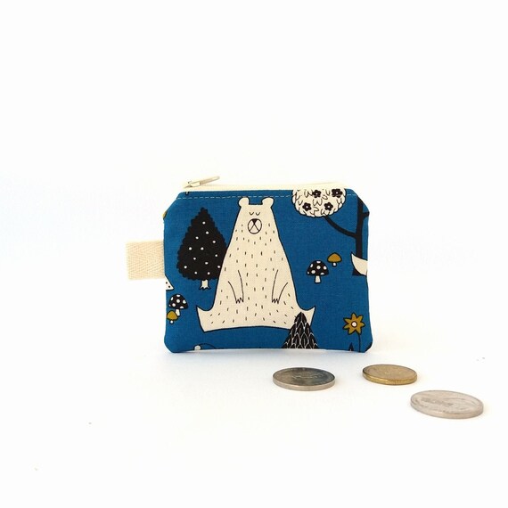 Canvas Cash Coin Purse,Cute Snow Leopard Print Make Up Bag Zipper Small Purse Wallets