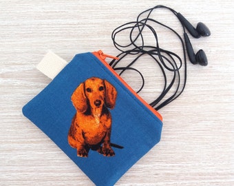 Canvas coin wallet, Coin purse, Men card holder, Dachshund gifts, Dog lover coin pouch, Medication bag, Small zipper pouch, Gift for Dad