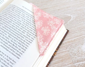 Floral bookmark, Womens bookmark, Corner bookmark, Fabric book mark, Page marker, Reader gift for book lover