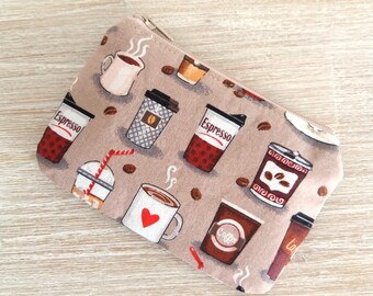 Iced Coffee Cafe Latte Cappuccino Coin purse Card wallet Round mini purse for sweetener medication Unique gift for coffee lover Mom