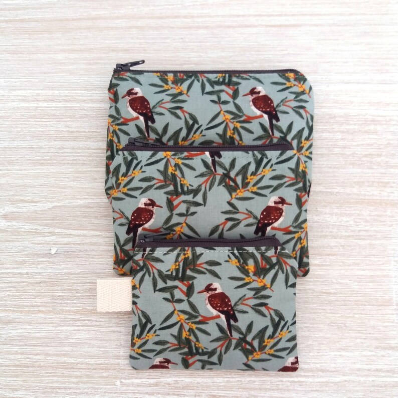 Kookaburra coin purse, Credit card wallet, Coin pouch, Small zipper pouch, Australian gift for bird lover image 10