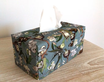 Fabric tissue box cover with cute gumnut babies, Children room or Nursery decoration