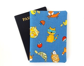 Passport cover, Cute passport holder, Animal passport protector, Toddler passport case, Child travel gift, Racoon Turtle Fox Monkey