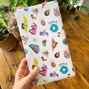 90s Nostalgia Wrapping Paper | Funny Retro Gift Wrap with Icons, Shapes & Patterns | Bold Bright Birthday Gift Wrap for Him or Her