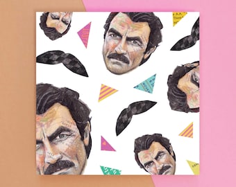 Tom Selleck Moustache Pattern Greeting Card