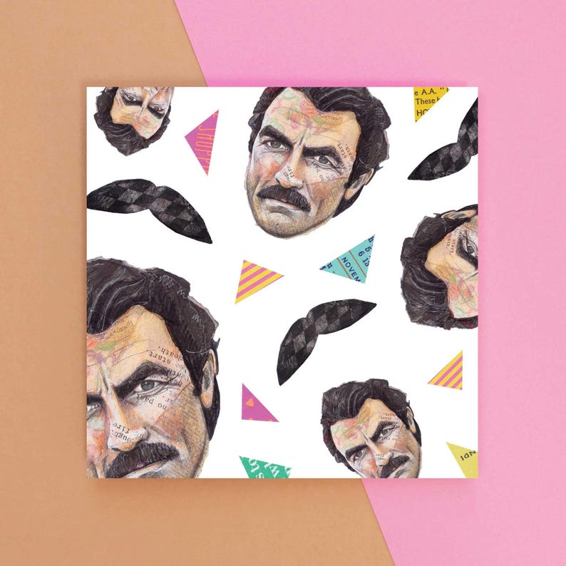 Tom Selleck Moustache Pattern Greeting Card image 1