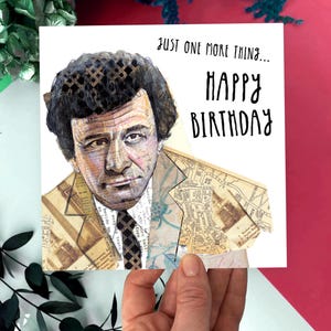 Carte d'anniversaire Columbo - Just One More Thing - Carte drôle de détective - Cadeau d'émission de télévision classique - Carte d'émission de crime rétro - Amateur de mystère fait main