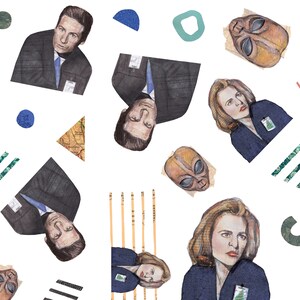 May include: A digital collage featuring various characters and geometric shapes. The characters include a green alien, a person with brown hair, and a person with blonde hair. The geometric shapes include circles, triangles, and rectangles. The collage is made up of different colors, including blue, green, red, and yellow.