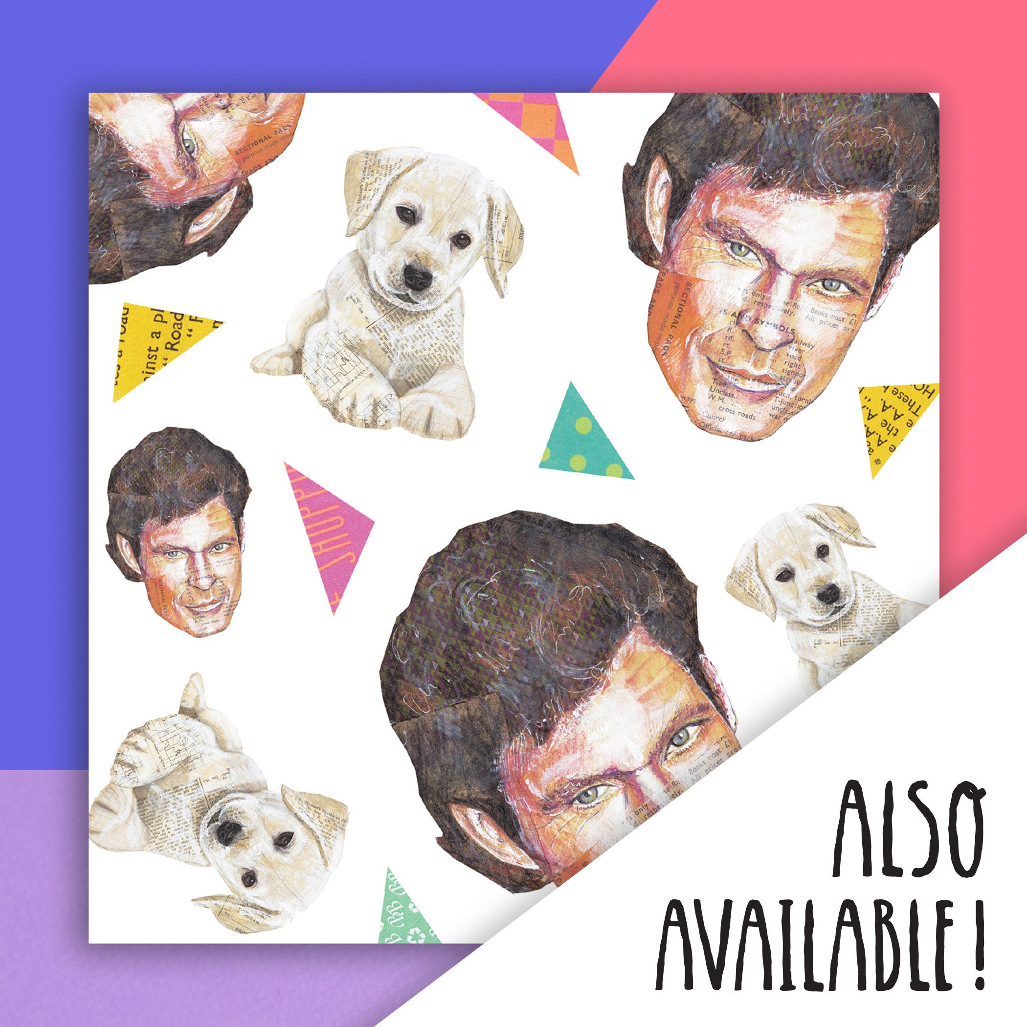 David Hasselhoff Hoff & Puppies Wrapping Paper - Etsy UK