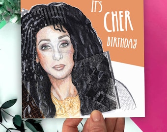 Cher Birthday Card: Illustrated Collage Greeting Card