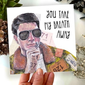 Carte de voeux inspirée de Top Gun - « Vous me coupez le souffle » - Carte de collage Tom Cruise - Carte romantique amusante pour lui, film des années 80 Saint-Valentin