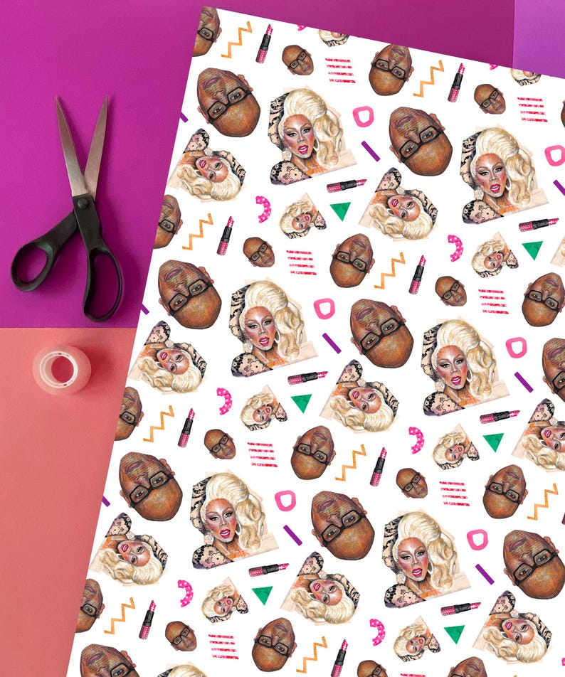 RuPaul Gift Wrap – Fun Drag Queen Wrapping Paper for RuPaul Fans | Camp, Colourful, LGBT Gift Wrap | Drag Race Birthday Wrap image 1