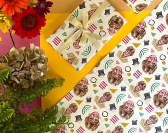 Angela Lansbury Wrapping Paper – Murder She Wrote Gift Wrap – Retro TV Paper – Jessica Fletcher Gift Wrap for Mystery Lovers