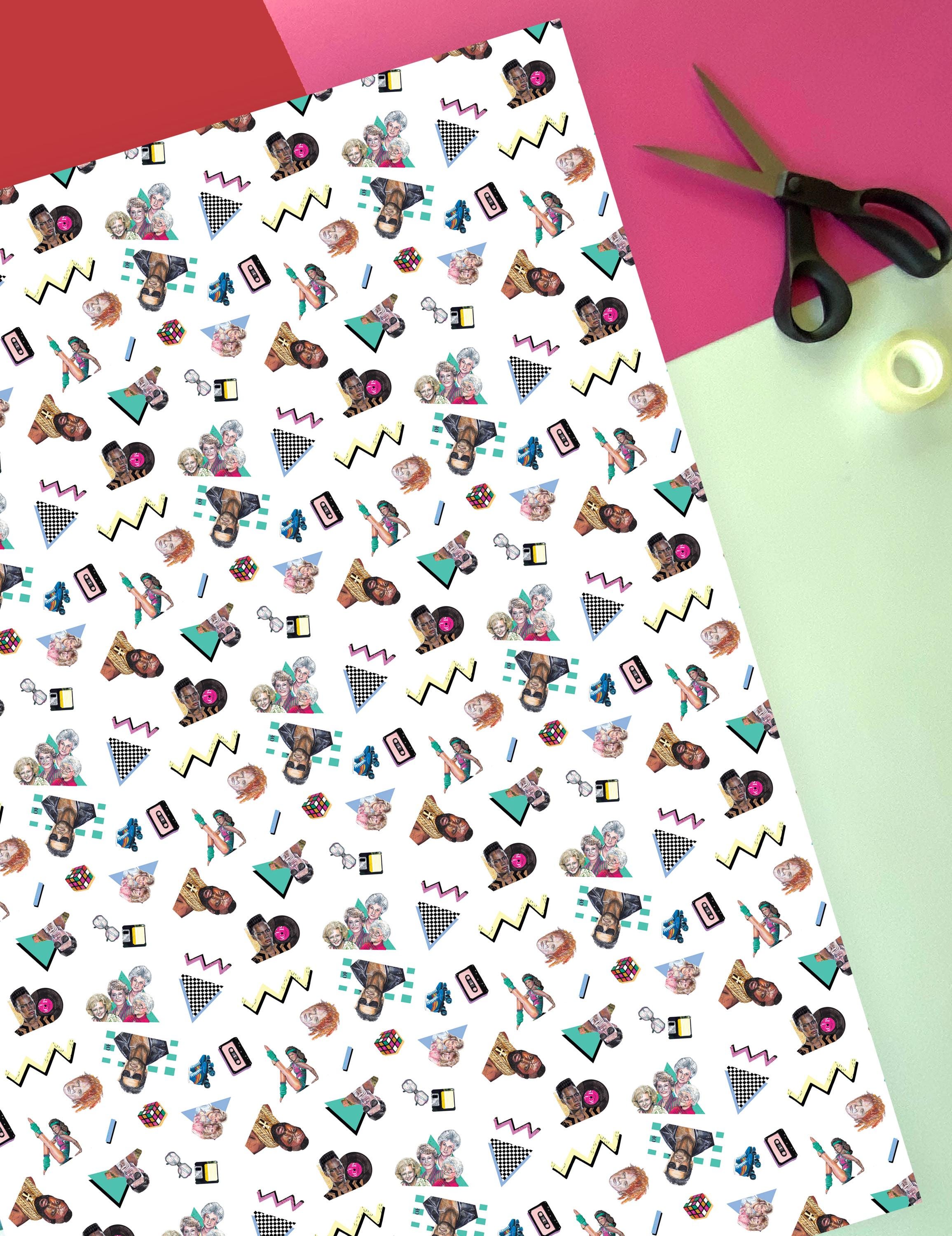 Discover 1980s Pop Culture Gift Wrap, Retro Nostalgia
