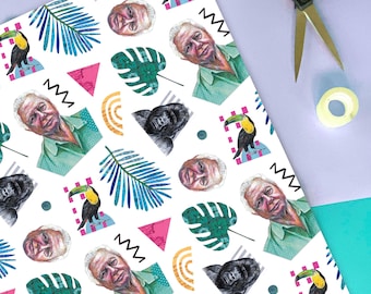 David Attenborough Wrapping Paper: Retro Jungle Animals Eco Gift Wrap