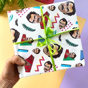 Tom Selleck Wrapping Paper: 80s Magnum Inspired Gift Wrap