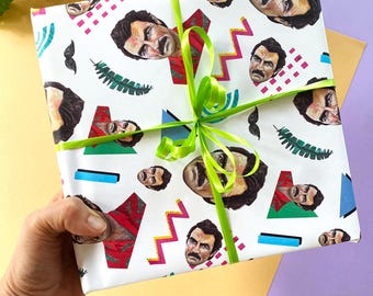 Tom Selleck Wrapping Paper: 80s Magnum Inspired Gift Wrap