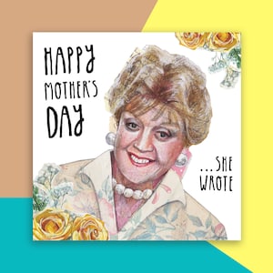 Joyeuse fête des mères... elle a écrit, carte de fête des mères Angela Lansbury, carte de fête des mères assassinée par elle.