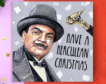 Hercule Poirot Christmas Card – Agatha Christie Detective Fan