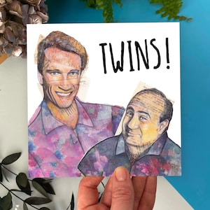 Carte de voeux drôle de film de jumeaux - carte pour jumeaux - carte de nouveaux jumeaux - cadeau Arnold Schwarzenegger & Danny DeVito - anniversaire inspiré du film des années 80